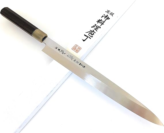 Japanese Chef's Knife ARITSUGU Blue Steel Honyaki Yanagi 330 mm 12.99" Rose Handle Engraved Name