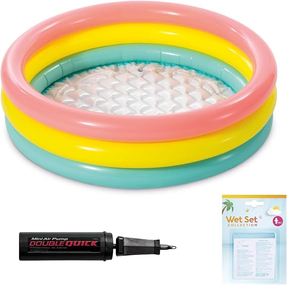 Inflatable Soft Bottom Colorful 3 Knuckle Baby Pool Kids Baby Pool,114x25cm and Pump+Patch Set, Pump and Patch Gift, Activity Family For Kids
