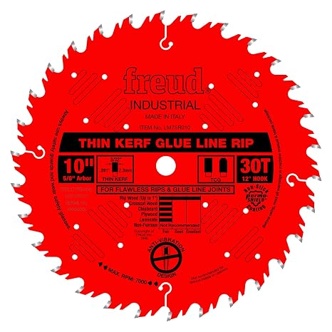 Freud LM75R010: 10" Industrial Thin Kerf Glue Line Ripping Blade, Carbide