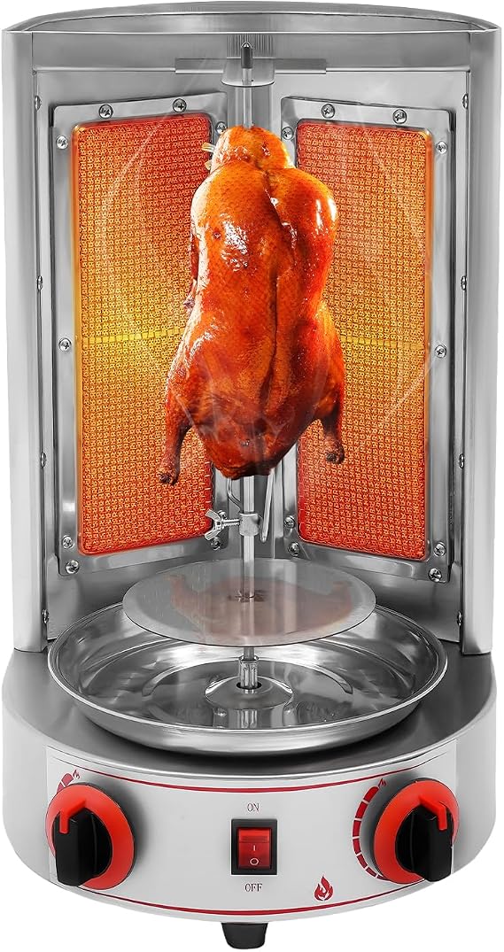 Rotisserie Machine,Rotating Grill Rotisserie Oven Chicken Rotisserie Machine Vertical Boiler with Gas Pipe & Power Cord for Meat,Chicken
