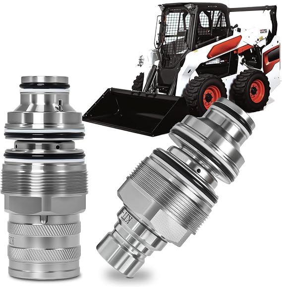 6679837 6680018 Hydraulic Coupler Set Compatible with Bobcat | Male and Female Flat Face Couplers with 46mm Leak-Free Thread, Compatible with S130 S150 S160 S175 S185 S205 T140 T180 T190