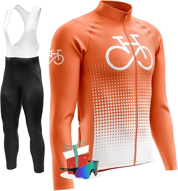 Men's Winter Cycling Jersey Sets,Long Sleeve Fleece Thermal Bike Jacket,Cold Weather,Full zip Biking Bicycle Shirt (TypA-11,XXS)