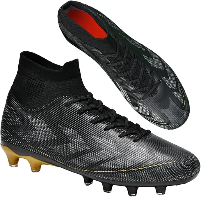 HESBITEUL Mens Soccer Cleats High-top Women Football Shoes AG Spike Shoes Sneaker Comfortable Adults Big Boys Girls Athletic Outdoor Indoor Competition Trainin 786sscdblack