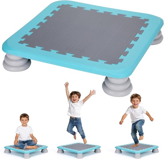 Kids Rebounder Bouncing Board, Mini Trampoline for Kids, 25 in Sensory Bouncing Board with Non-Slip Base, Rebound Jumping Board for Indoor Outdoor Play Autism Sensory Development Ideal Gift