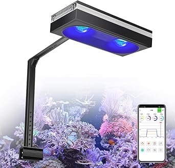PopBloom RL180 Reef LED Light,Outperforms 200W+, Reef Aquarium Lighting for SPS LPS Corals and Saltwater Fish Tanks, Enhanced Violet and Blue Spectrum, Wide Angle Lens, 4 Channels Fully Programmable