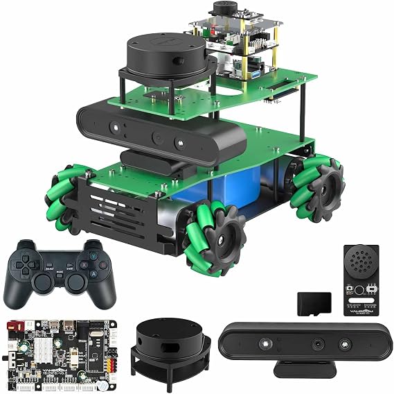 Yahboom AI Adults Robotic Kit ROS2 Python Programmable Robot AI Voice Module, Ubuntu AI Vision Mapping Navigation 360Movement(Adv Ver-Without Pi 5)