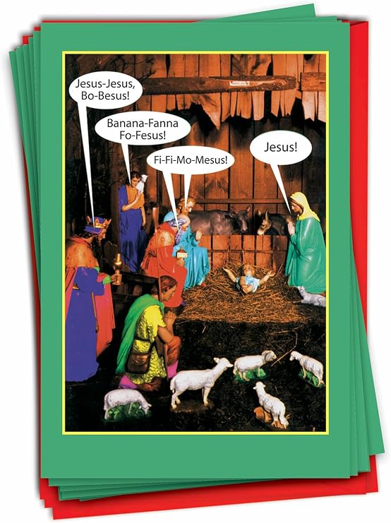 NobleWorks 12 Christmas Funny Boxed Cards Silly Rhyme B1348