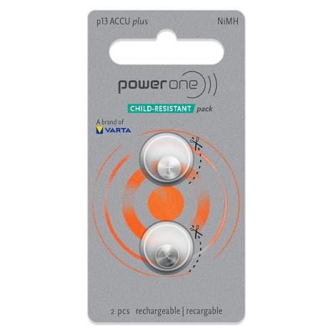 PowerOne ACCU plus Size 13 Rechargeable Hearing Aid Batteries