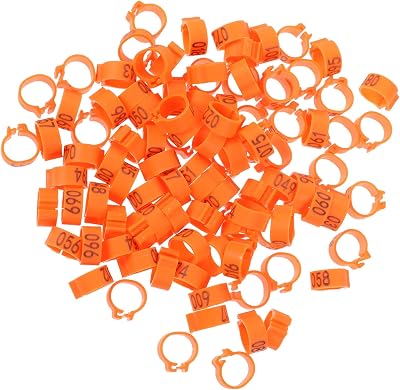iplusmile Numbered Pigeon Foot Rings 100 Pack Digital Bird Leg Bands for Chickens Doves Quail Small Poultry Easy Clip-on Identification Tags for Farm and Backyard