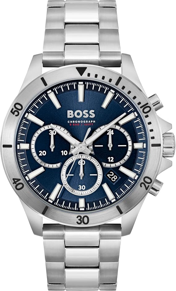 BOSS Chronograph Quartz Watch for Men Collection Troper with Leather or Stainless Steel Strap