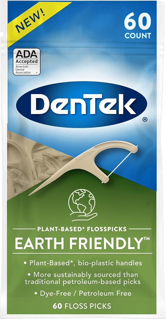 DenTek Floss Picks, Earth-Friendly, Food & Plaque Remover, 60 Count