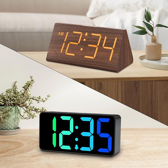 DreamSky Wooden Alarm Clock and RGB Digital Clock