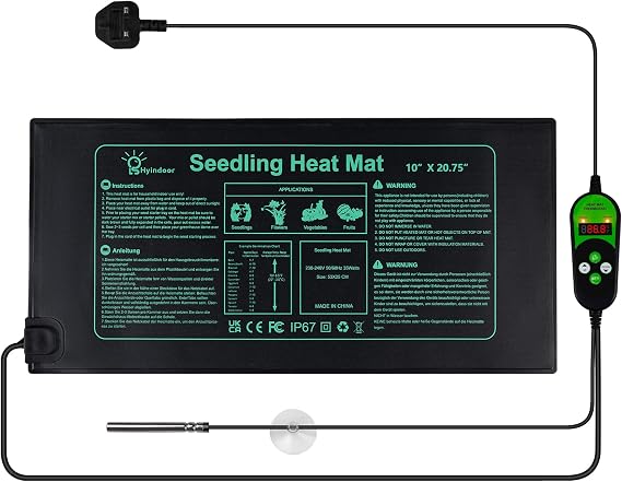 Hyindoor Seedling Heat Mat for Plants with Thermostat 10"*20.8"Germination Heating Propagator Warming Mat for Indoor Gardening Greenhouse