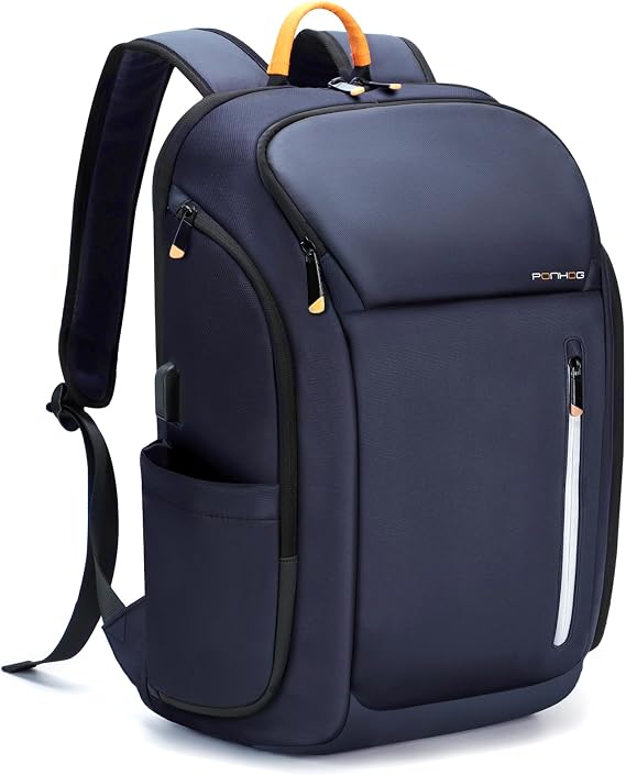 Ponhog Backpack for Men - 30L Large Capacity Laptop Rucksack for Men, 17.3 Inch Anti-Theft Business Bag with USB Port & Multiple Pockets, Durable 900D Nylon for Work/Travel/College, Blue