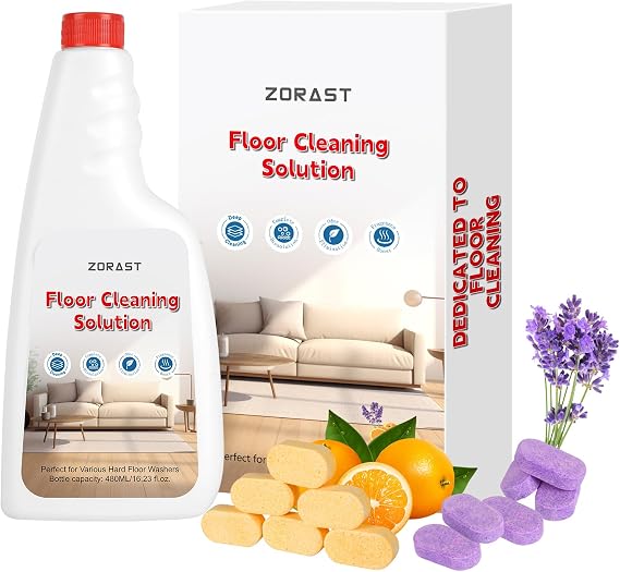 Floor Cleaning Solution, 12 PCS Vacuum Mop Cleaning Solution Tablet Refil, Lavender & Sweet Orange Scent, Compatible with Roborock Robot Vacuum and Mop, including S8&S7 Series, Q Revo Series,Q Series