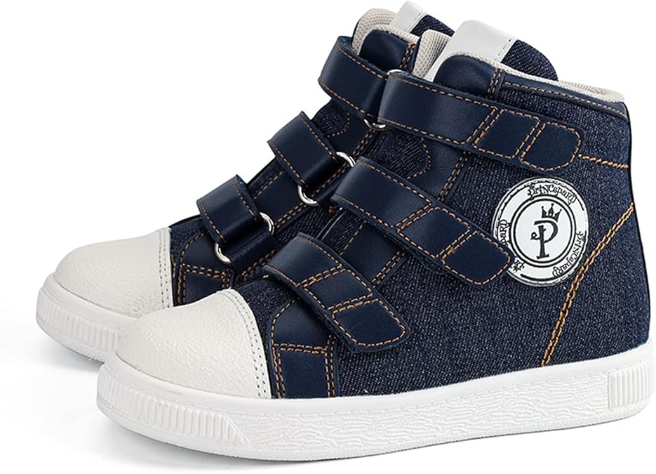 Orthopedic Shoes for Toddlers and Kids,Denim Casual High Top Boots with Arch and Ankle Support,Non-Slip Soles,Correct Children' Flat Feet and Foot Valgus/varus