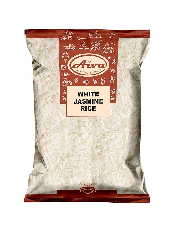 Aiva Products, Thai White Jasmine Rice, 5 LB, Aromatic Long Grain White Jasmine Rice for Curries, Stir-Fries, Rice Bowls, Fried Rice, Soups, Side Dishes & Everyday Cooking