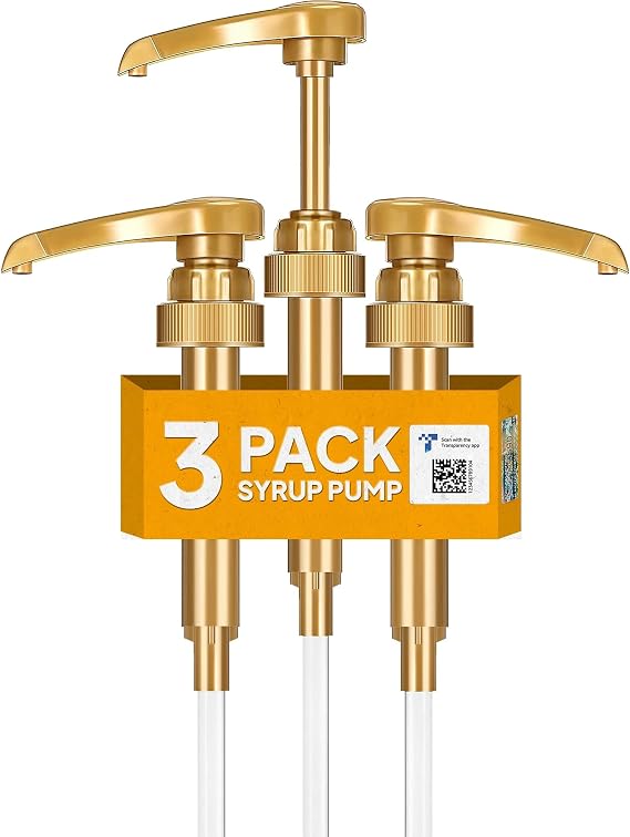 3-Pack Gold Coffee Syrup Pump Fits 750ml Bottle