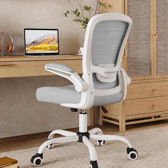 Mimoglad Ergonomic High Back Mesh Office Chair, Adjustable Lumbar Support, Thickened Seat Cushion (Modern, Moon Gray)