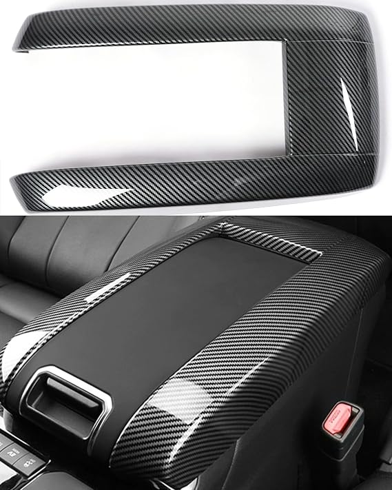 for Toyota Highlander 2020-2026 Central Control Armrest Box Cover, Easy Cleaning Anti- Scratching Armrest Protector for Highlander Gas Hybrid LE, XLE, XSE, Limited, Platinum- Carbon Fiber Pattern