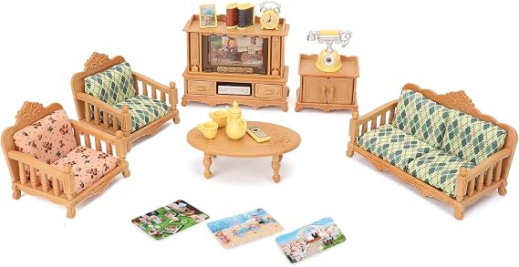 Dollhouse Furniture Set for Kids Toys Miniature Doll house Accessories Pretend Play Toys for Boys Girls & Toddlers Age 3+ With living room, sofa, TV...
