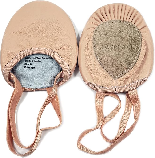 DANCEYOU Lyrical Shoes Half Sole Authentic Leather Pirouette Dance Turners
