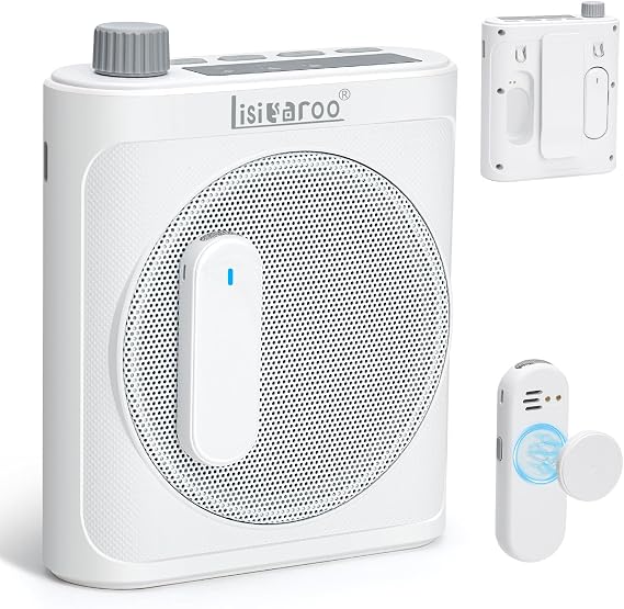 Wireless Voice Amplifier for Teachers with Magnetic Lavalier Mic, Portable Rechargeable Speaker, Bluetooth 5.3, Noise Cancelling for Classroom/Lectures/Outdoor Teaching (White)