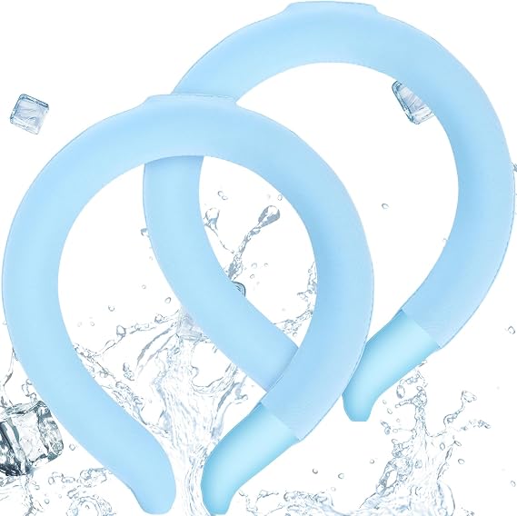 2PCS Neck Cooling Tube with Cover - Reusable Neck Ice Ring, Blue