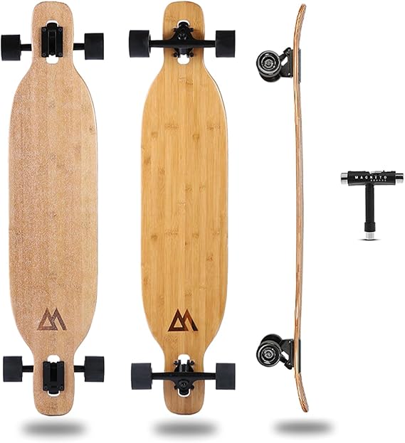 Magneto Longboards Bamboo Longboards for Cruising, Carving, Free-Style, Downhill and Dancing (Bamboo Drop & Fiberglass Through Longboard)