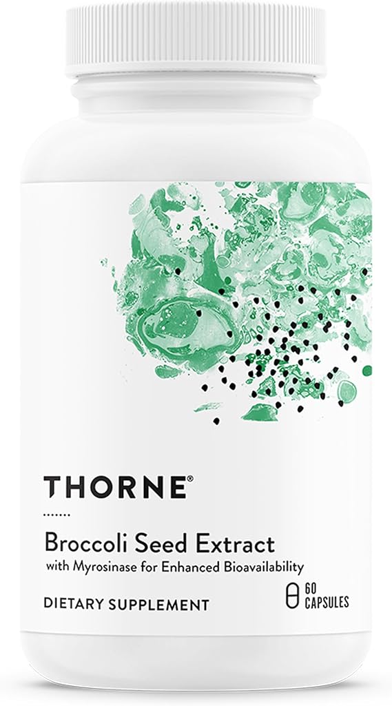 THORNE Broccoli Seed Extract, Sulforaphane Glucosinolate (SGS), 60 Capsules | Supports Liver Detoxification & Long-Lasting Antioxidant Protection*, Mustard Powder & Vitamin C, NSF Contents Certified