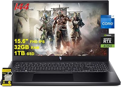 acer Nitro V 15 Gaming Laptop 15.6 FHD IPS 144Hz Intel 10 core i7-13620H 32GB RAM 1TB SSD GeForce RTX 4060 Backlit Type-C Win11 wICP Accessory