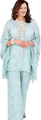 Mother of The Bride Pant Suits 3Pcs Lace Outfit for Women Dressy Wedding Guest Dresses