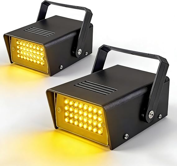 32 Led Strobe Lights Mini Strobe Light Adjustable Flashing Light Halloween Outdoor Strobe Light Machine for Party（2 pcs Warm Light） [Energy Class D]