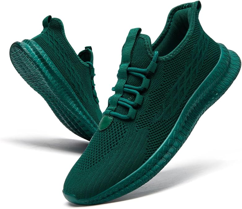 Women's Walking Shoes Casual Slip on Running Tennis Shoes Lightweight Breathable Non Slip Casual Sports Trainers Dark_Green Size US 6