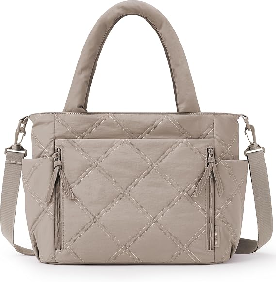 BAGSMART Tote Bag for Women, Puffer Tote Bag with Zipper, Shoulder Bag Handbag Quilted Tote Bag for Travel, Sport, Work