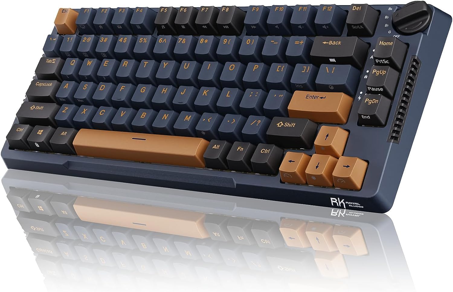 RK ROYAL KLUDGE H81 Wireless Gaming Keyboard, Knob Control Triple Mode BT5.12.4GhzUSB-C 75% Mechanical Keyboard Gasket Mount with RGB Backlit 3750mAH Battery, Hot-Swap Speed Silver Switch, US Layout