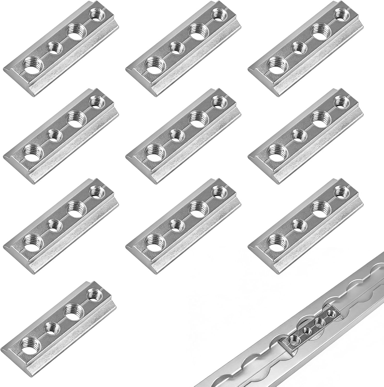EXLECO 10 x airline rail slot nuts airline rail accessories with 4 threads M8 M6 M8 M6 50.5 x 18 x 6.5 mm slot nut made of alloy steel lashing rail fitting for motorhome caravan small transporter