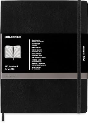 Moleskine PRO Notebook, Soft Cover, XL 7.5 x 9.5 Professional Project Planning, Black, 192 Pages