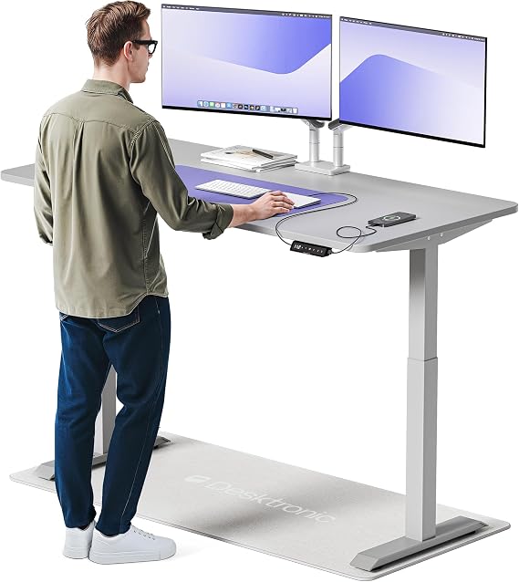 Desktronic HomeOne Standing Desk 160x80cm – Dual Motor Electric Height Adjustable Desk with USB & USB-C Charging, 3 Memory Presets & Touchscreen Controller – Home Office