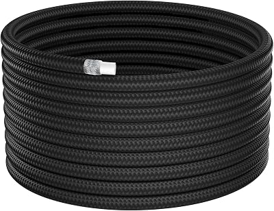 6AN PTFE Fuel Hose Line 516 Inch, AN6 Fuel Line 1885 PSI Nylon Braided Blackfor E85 Gasoline Biodiesel Diesel, 20 FT