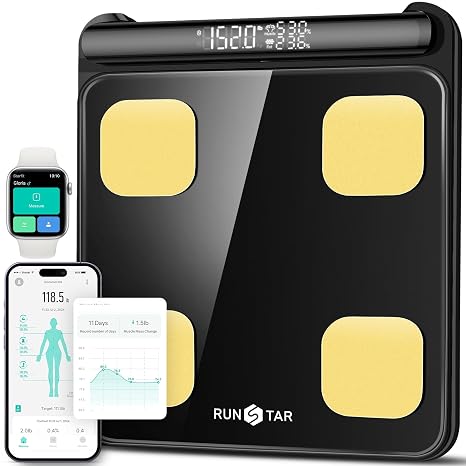 RunStar Smart Scale for Body Weight FSA&HSA Eligible, 8-Electrode Digital Bathroom Scale with BMI, Body Fat Percentage & Muscle Mass to 28 Body Composition and Printable Body Analysis Report