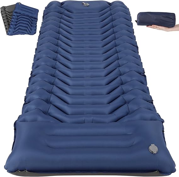HAUSPROFI Inflating Sleeping Pad for Camping, UltraLight Inflatable Sleeping Mat with Built-in Foot Pump, Waterproof, Portable, Camping Mattress for Outdoor Camping, Backpacking,Hiking,Tents (Blue)