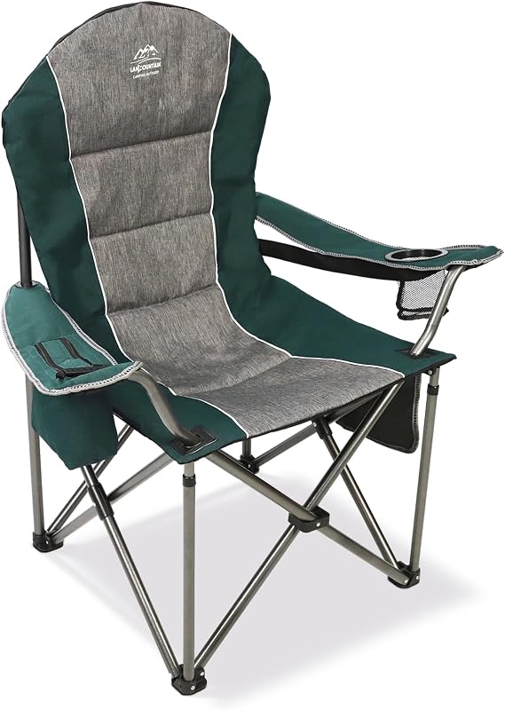 Camping Chairs for Adults,High Back Folding Camp Chair with Cup Holder and Cooler Bag,Heavy Duty Outdoor Lawn Chairs,Perfect for Camping,Hiking,Picnics,and Beach Trips,Dark Green...