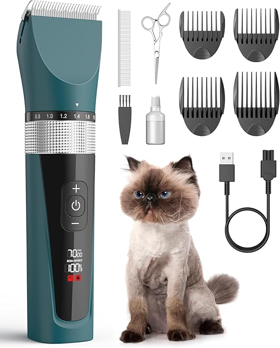 oneisall Cat Clippers for Matted Hair, 5-Speed Quiet Cat Grooming kit