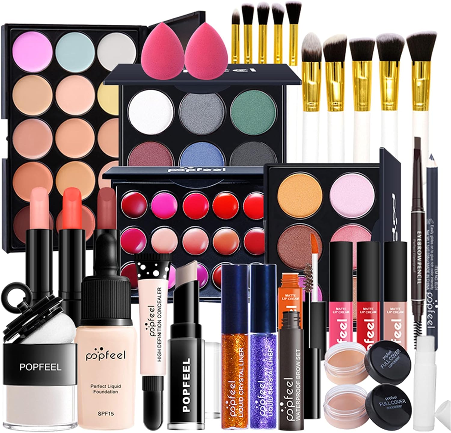 7Pcs Pro Makeup Gift Set Essential Starter Makeup Kit Includes Eyeshadow, Pressed Powder, Concealer, Highlighter Stick, Eyebrow Pencil and Brush, Blush Stick, and Gift Box #6