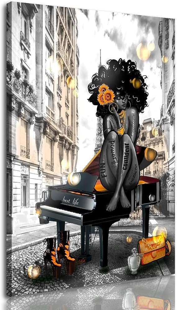 African American Black Girl King And Queen Wall Art Decor Afro Women Portrait Abstract Canvas Paintings Pictures Prints Bathroom Artwork Posters For men Wall Bedroom Decor For Couples Living Room (Framed woman, 28x42in(70x105cm))