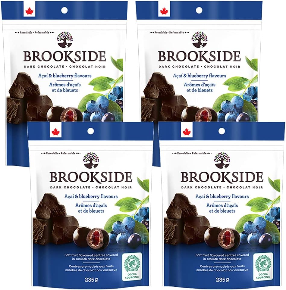 TUCANO Brookside Dark Chocolate, Acai & Blueberry, 8.2 oz 235 g x 4 Pieces