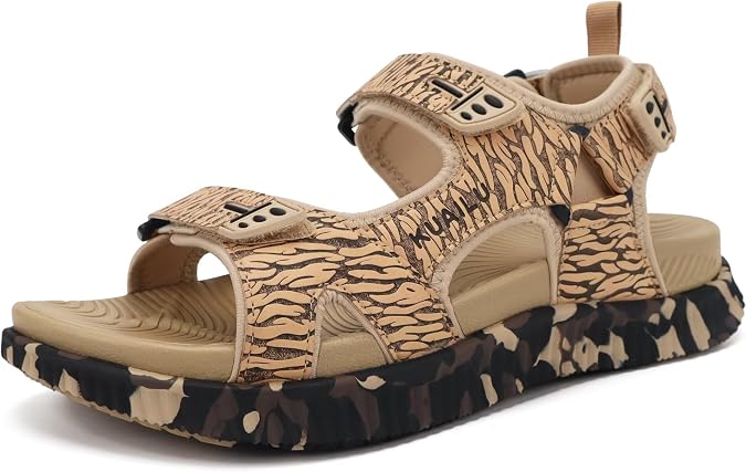 KuaiLu Mens Hiking Sandals with Orthopedic Arch Support Footbed | Sport Recovery Athletic Walking Sandals For Man Outdoor Summer Casual Thick Cushion Beach Water Fisherman Sandal Size 7-15