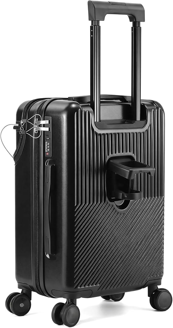 Front Opening Hard Shell Cabin Suitcase, Expandable Carry On Luggage