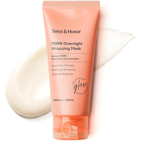 TEREZ & HONOR PDRN Overnight Wrapping Mask - Korean Skin Care Peel Off Facial Mask for Hydration, Firm-Looking Skin & Radiant Glow, Salmon PDRN & Hyaluronic Acid Complex, 3.4 FL OZ